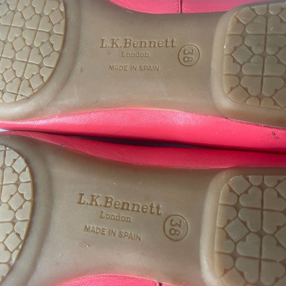 L.K. Bennett London Pink Leather Flat with White Bow, Size 38 - Picture 10 of 14